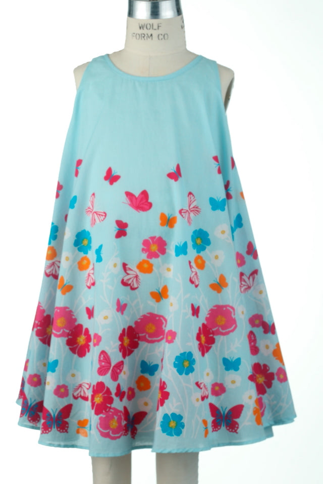 4071 Blue Butterfly Circle Dress