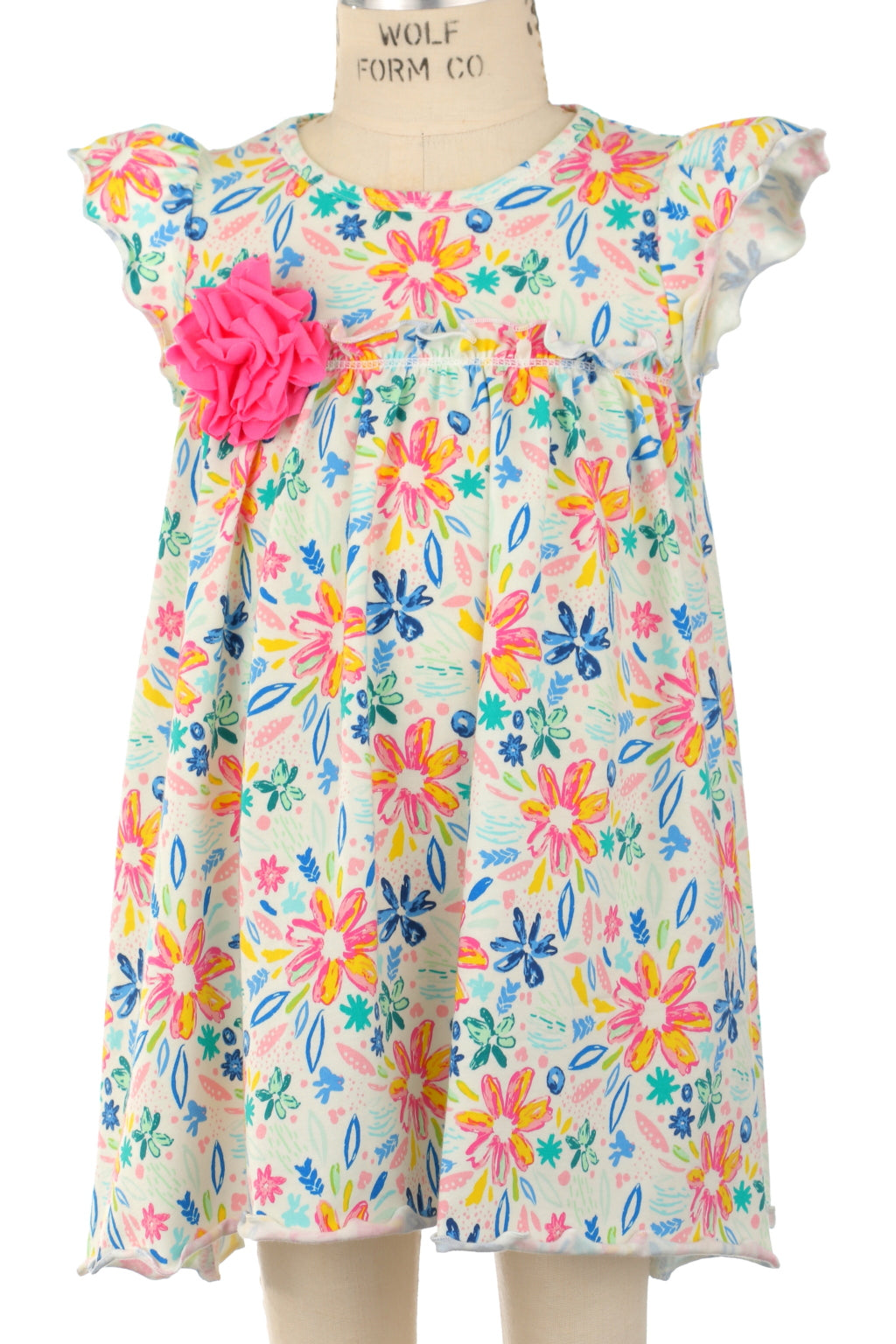 #526SS- Summer Shine floral ruffle yoke dress